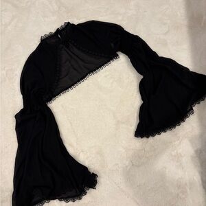Black Lace-Trim Women's Bolero Shrug